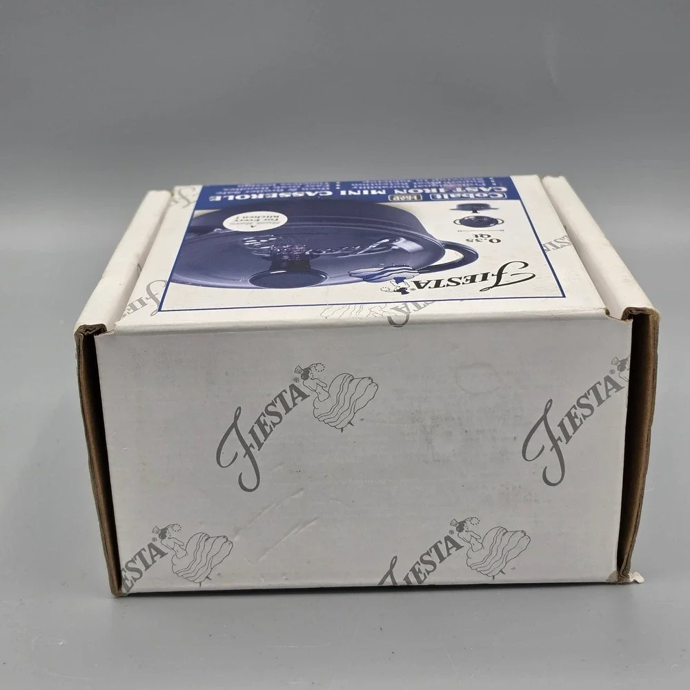 NEW Fiesta Mini Casserole 0.35 Qt Cobalt Blue Cast Iron Dutch Oven Cookware
